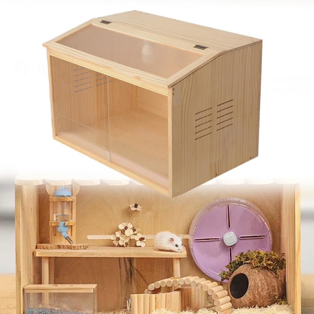 Brooder Box for Chicks Hamster House Wood Small Animals Habitat Decor Rutin Chicken Feeding Box for Gerbils Hedgehog Climbing
