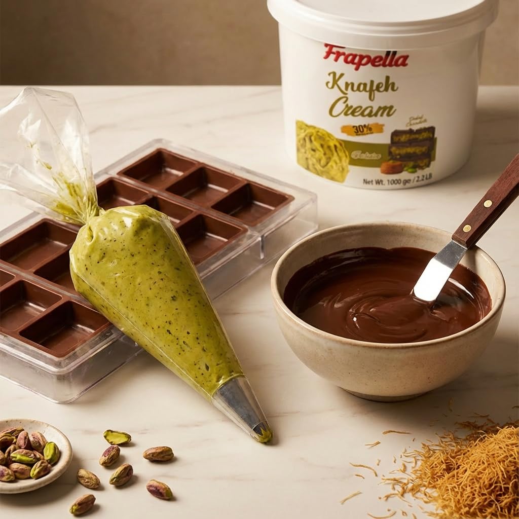 Bulk Dubai Chocolate Bar Filling - 2.2 lb (1 Kg) Ready to Use Pistachio Cream with Crispy Kataifi Filling for Viral Dubai Chocolate - Pistachio Butter Spread Cream Paste for Ice Crea, Cookie, Knafeh, Desserts, Pastries, Bread, Cakes & More (Bulk Dubai Chocolate Bar Filling)