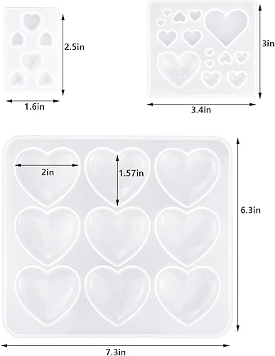 Miniatura 2 de HOVEOX 3 moldes de resina en forma de corazón, molde epoxi en forma de corazón, molde de fundición de resina en forma de corazón para hacer