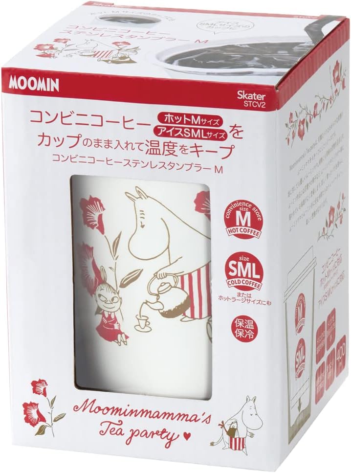Skater STCV2-A Thermal Insulated Convenience Store Coffee, Stainless Steel Tumbler, 13.5 fl oz (400 ml), Moomin, Tea Party, Vacuum Insulated