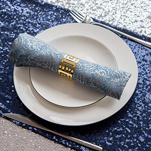 Hmqiang Navy Blue Sequin Table Runner 12"X108" Pack Of 2 Sparkle Metallic Sequin Table Linens Runner Party Decor Glitter Party Supplies Fabric For Baby Shower Holiday Celebrations #TOP1