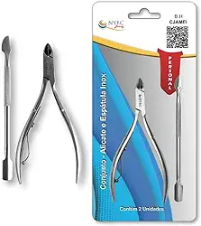 NYBC Beauty Conjunto de Alicate para Cutículas e Espátula em Aço Inox