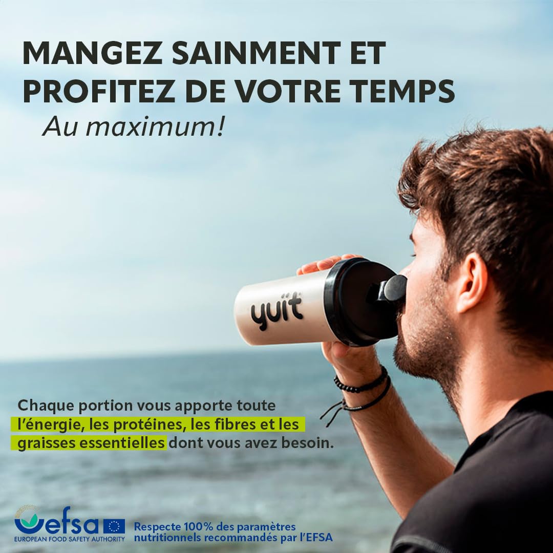 YUÏT - Substitut de repas - Shake protéiné - 35g de protéines en poudre + Probiotiques - Aliment 100% naturel - Shake diététique rassasiant - Supplément vitamines, minéraux - (Vainilla- 1kg + SHAKER)