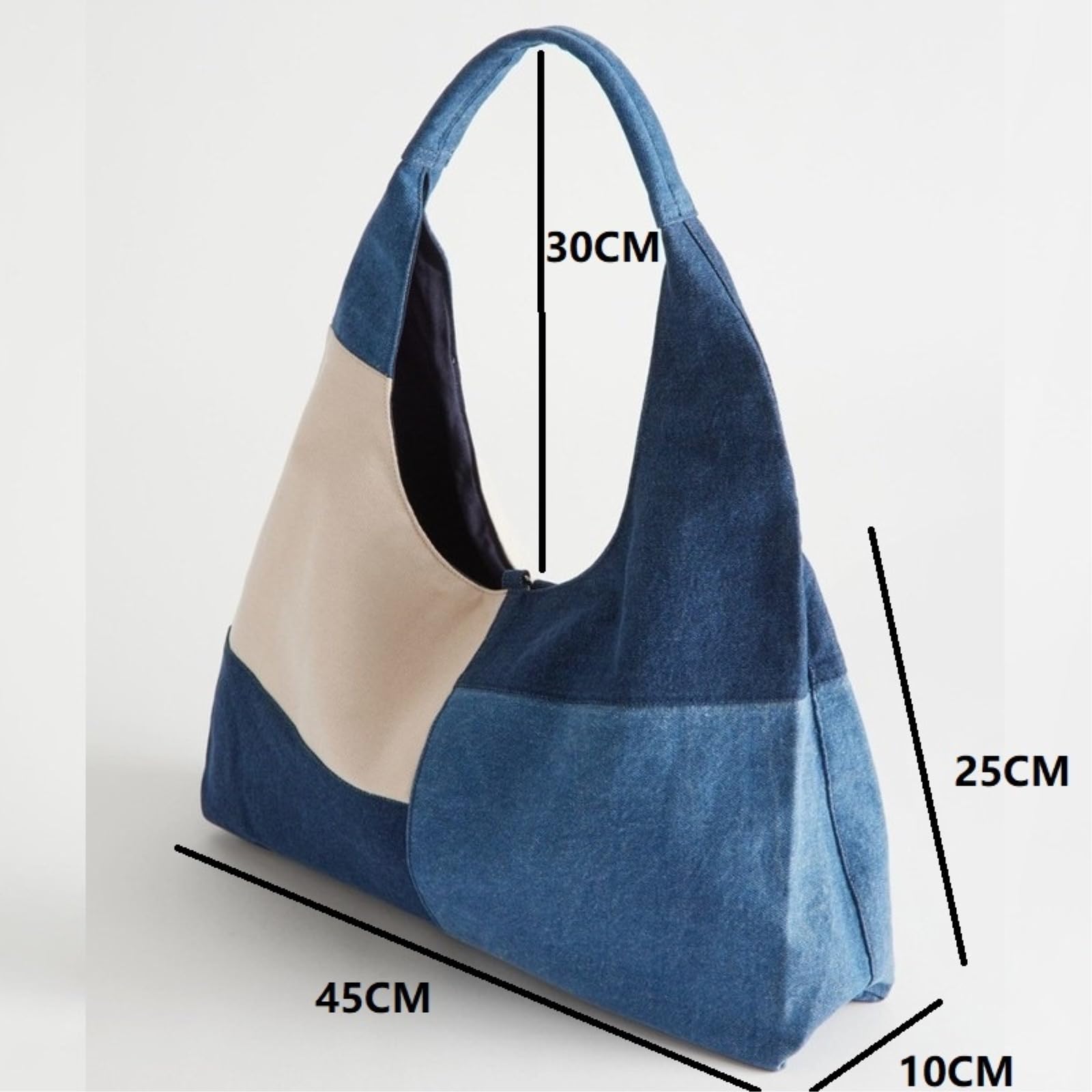 Borsa a Tracolla Patchwork Design Donne Spalla Moda Denim Borse Femminili Grande capacità Jeans Grandi Totes-blue-45x25x10cm