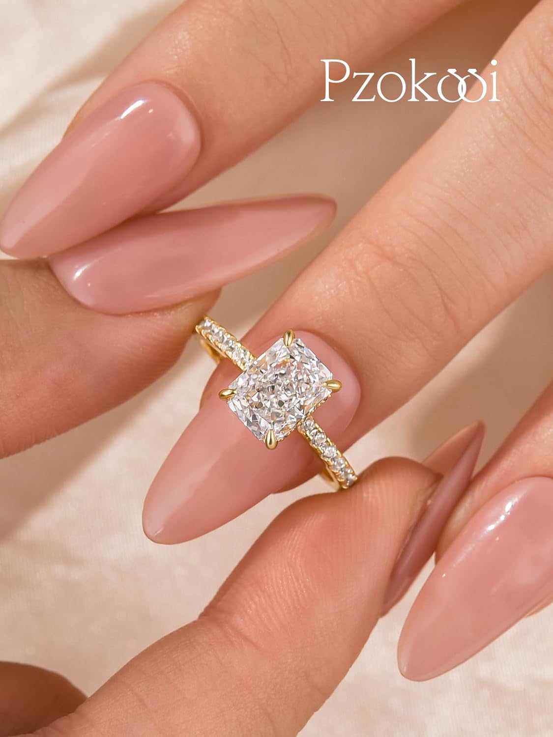 1.5/3.0 Carat Radiant Cut Engagement Ring for Women,Simulated Diamond Promise Wedding Ring in 14K Yellow Gold Plated 925 Sterling Silver - Image 3