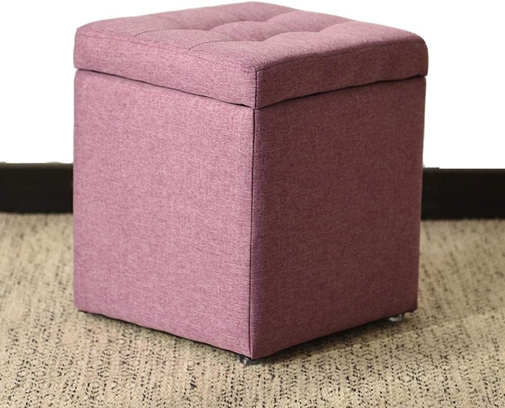 LINGWEIOttoman Storage Footrest Stool Multifunctional Storage Box Bench Ottoman Chair Shoe Change Bench Storage Ottoman Cube Storage Ottoman Square Chest Ottoman Stool For Home Living room (Pink)