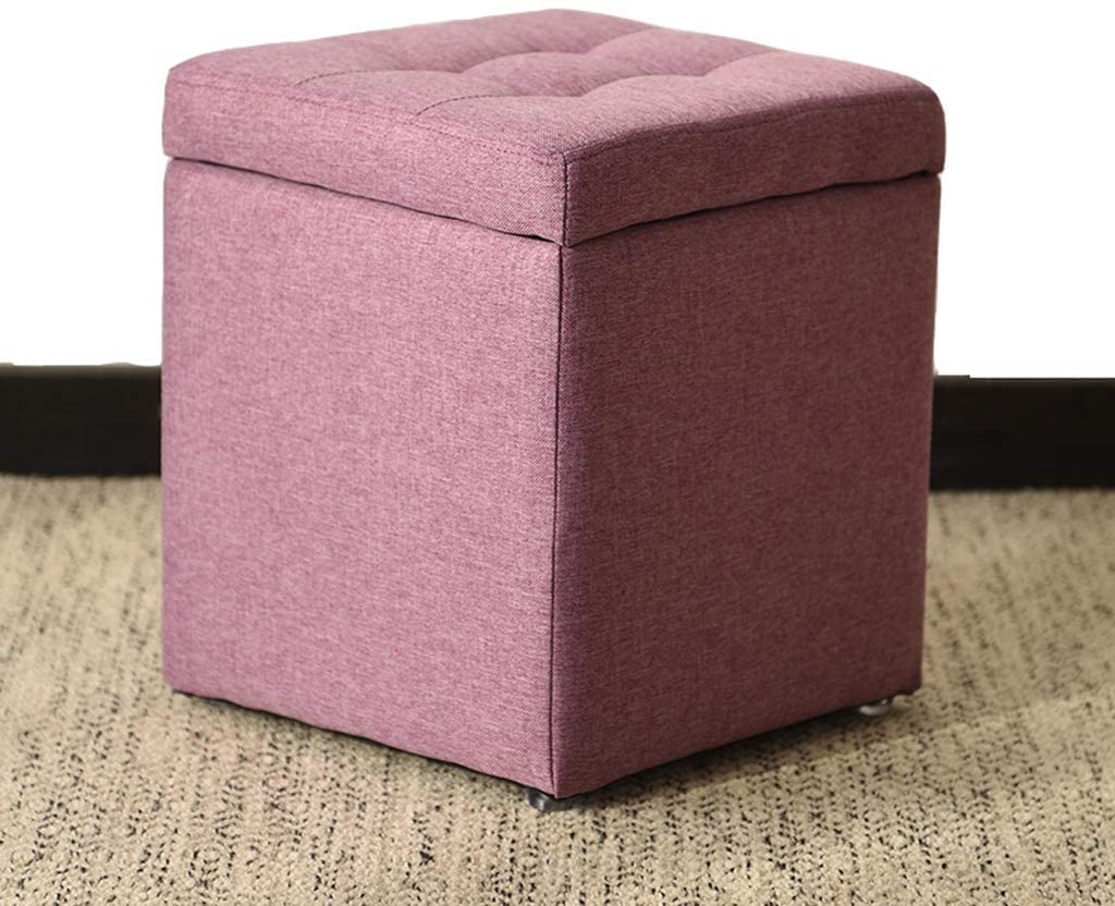 LINGWEIOttoman Storage Footrest Stool Multifunctional Storage Box Bench Ottoman Chair Shoe Change Bench Storage Ottoman Cube Storage Ottoman Square Chest Ottoman Stool For Home Living room (Pink)