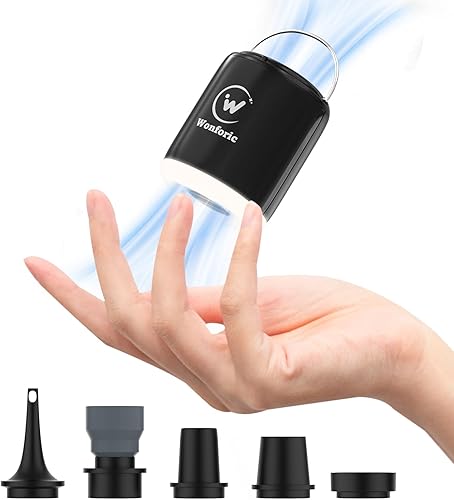 Mini Air Pump for Inflatables, Tiny Electric Air Pump 4.5kPa with Camping Lantern and Magnetic Adsorption,Rechargeable Travel Air Pump for Air