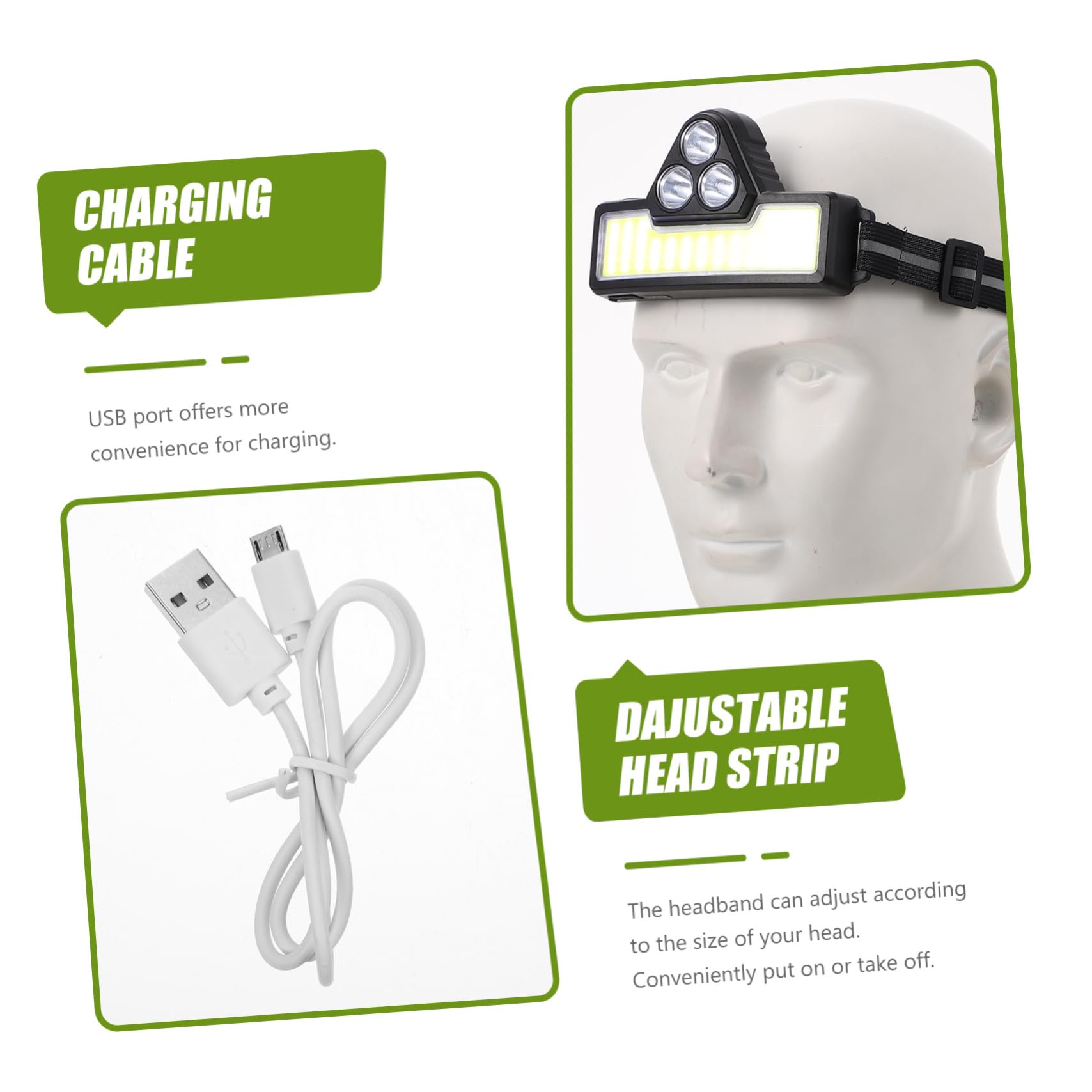 Toddmomy Lampada Frontale Ricaricabile Usb in Plastica Luce Per Ciclismo Notturno e Corsa All Aperto Attrezzatura Essenziale Per Escursionismo e Passeggiate