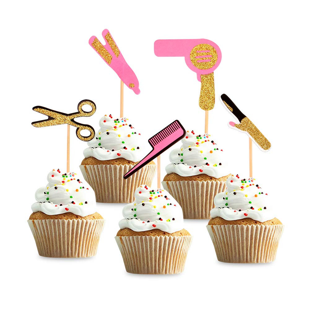 24 Stück Glitzer-Cupcake-Topper Für Junggesellinnenabschied – Friseur-Motto, Brautparty, Geburtstag
