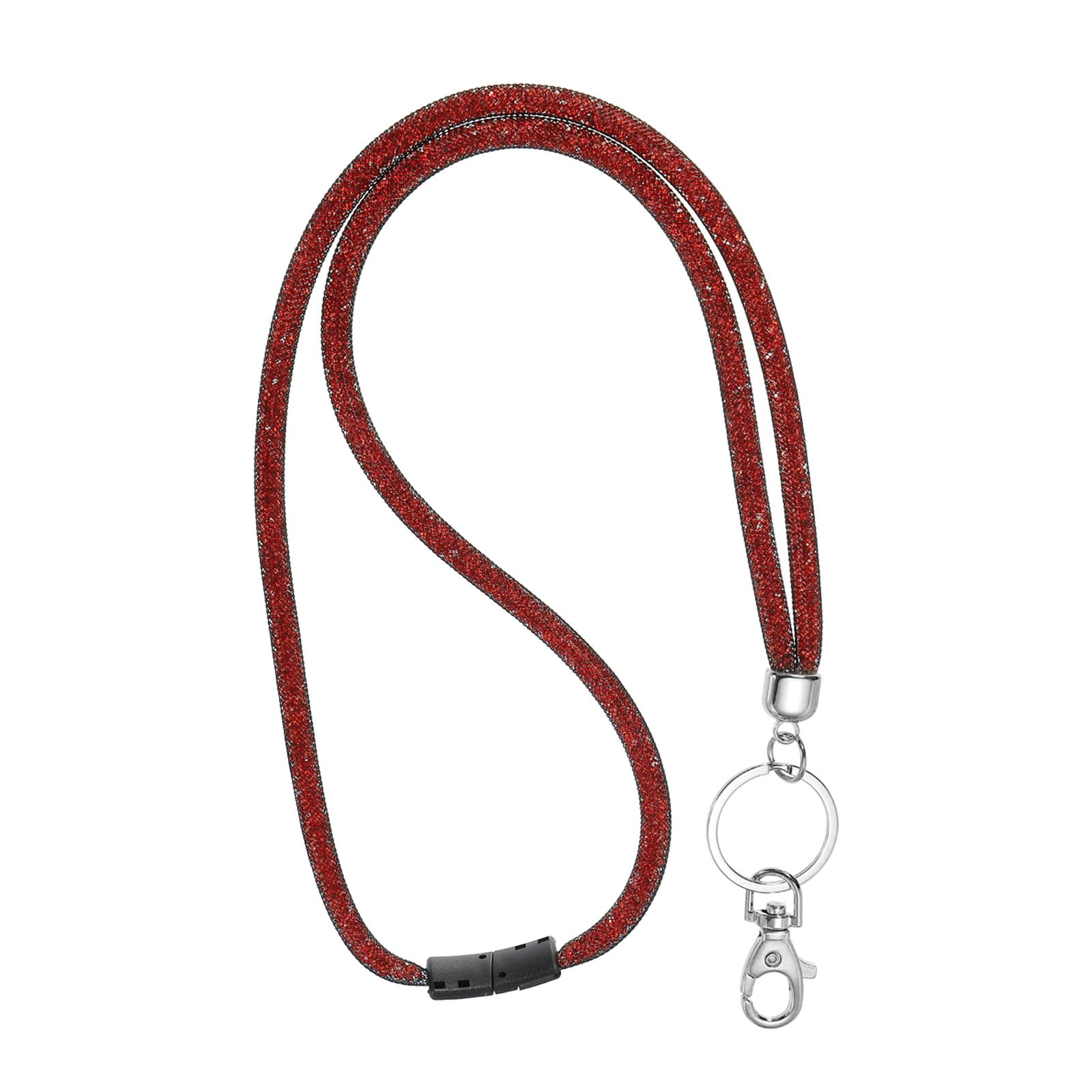 PATIKIL Bling Keychain Lanyards, Crystal Lanyard Strap Keys Strap Keychain with Metal Clasp for ID Badge Holder Keys Red