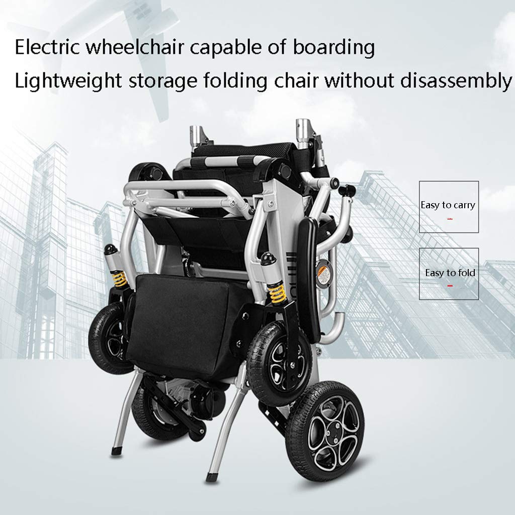 Fauteuil Roulant électrique Pliable Ultra léger - Approuvé par Les compagnies aériennes, Coussin Confortable, Moteurs puissants sans balais, Double Batterie, Tout Terrain