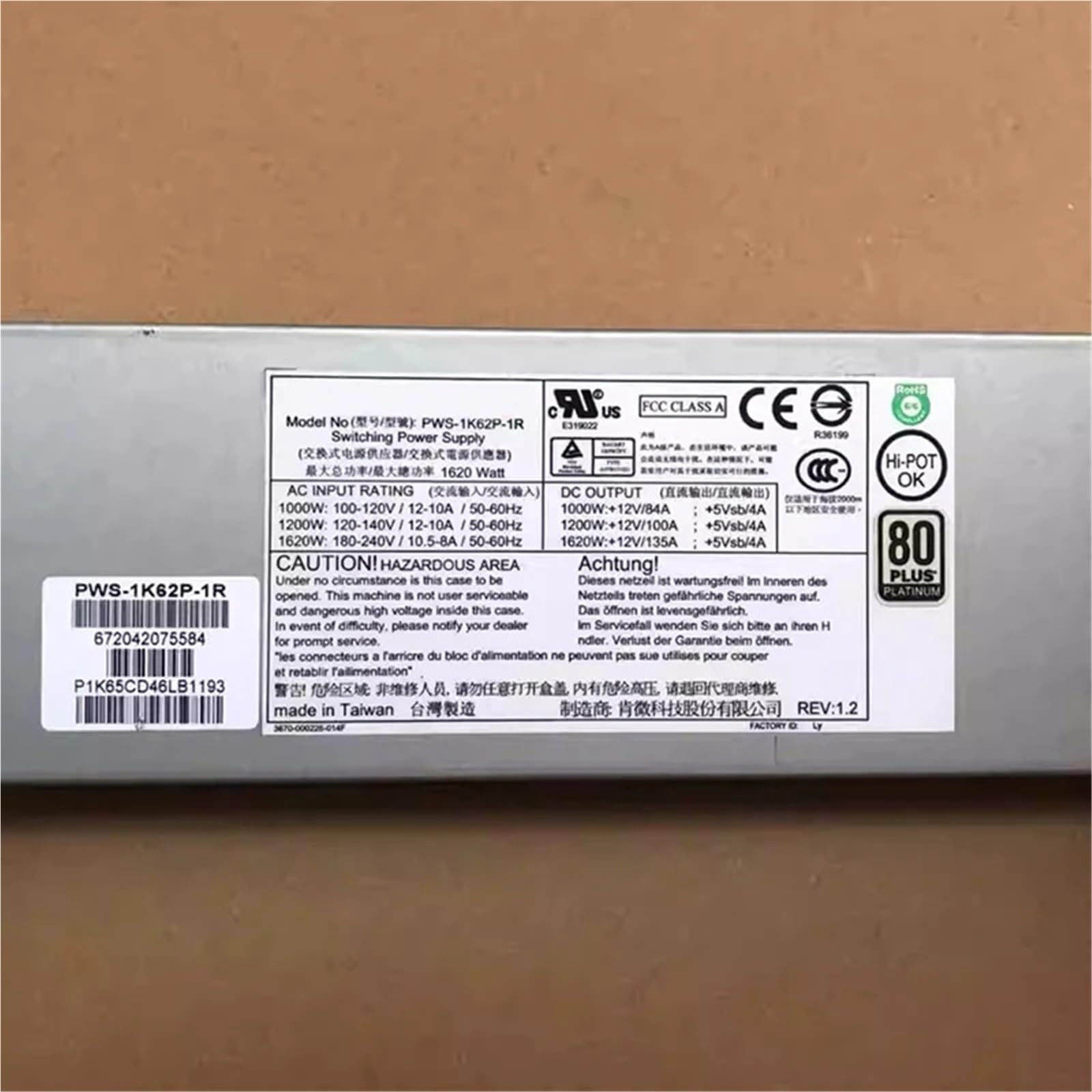 PWS-1K62P-1R for Fuente de alimentación redundante de Servidor de 1620 W