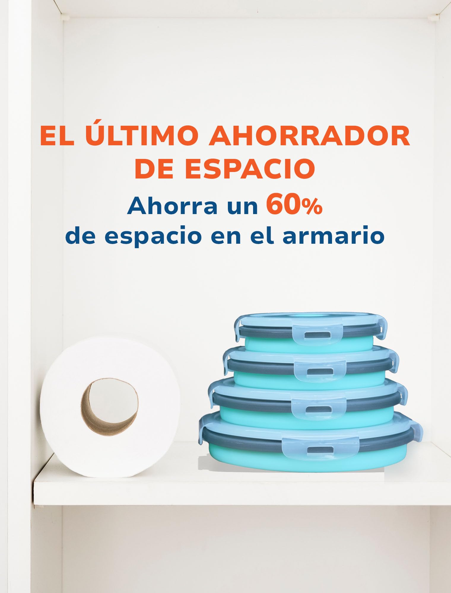 Lunememo 8 Recipientes Plegables de Silicona, Contenedores Plegables para Comida, Fiambrera Plegable para Camping, Sobras, Senderismo, Picnic, Sin BPA, Azul