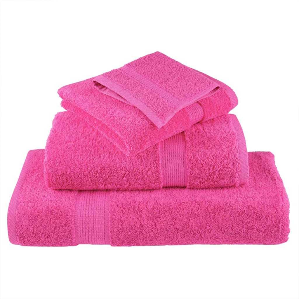 SOLUND - Juego de 4 toallas de invitados, color rosa, 15 x 21 cm, algodón 550 g/m², absorbente, con lazo para colgar, ideal para invitados, baño, sauna y playa, suaves