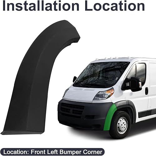Miniatura 2 de Moldura de parachoques delantero para esquina lateral del conductor, moldura de guardabarros LH compatible con RAM Promaster 1500 2500 3500 Cargo