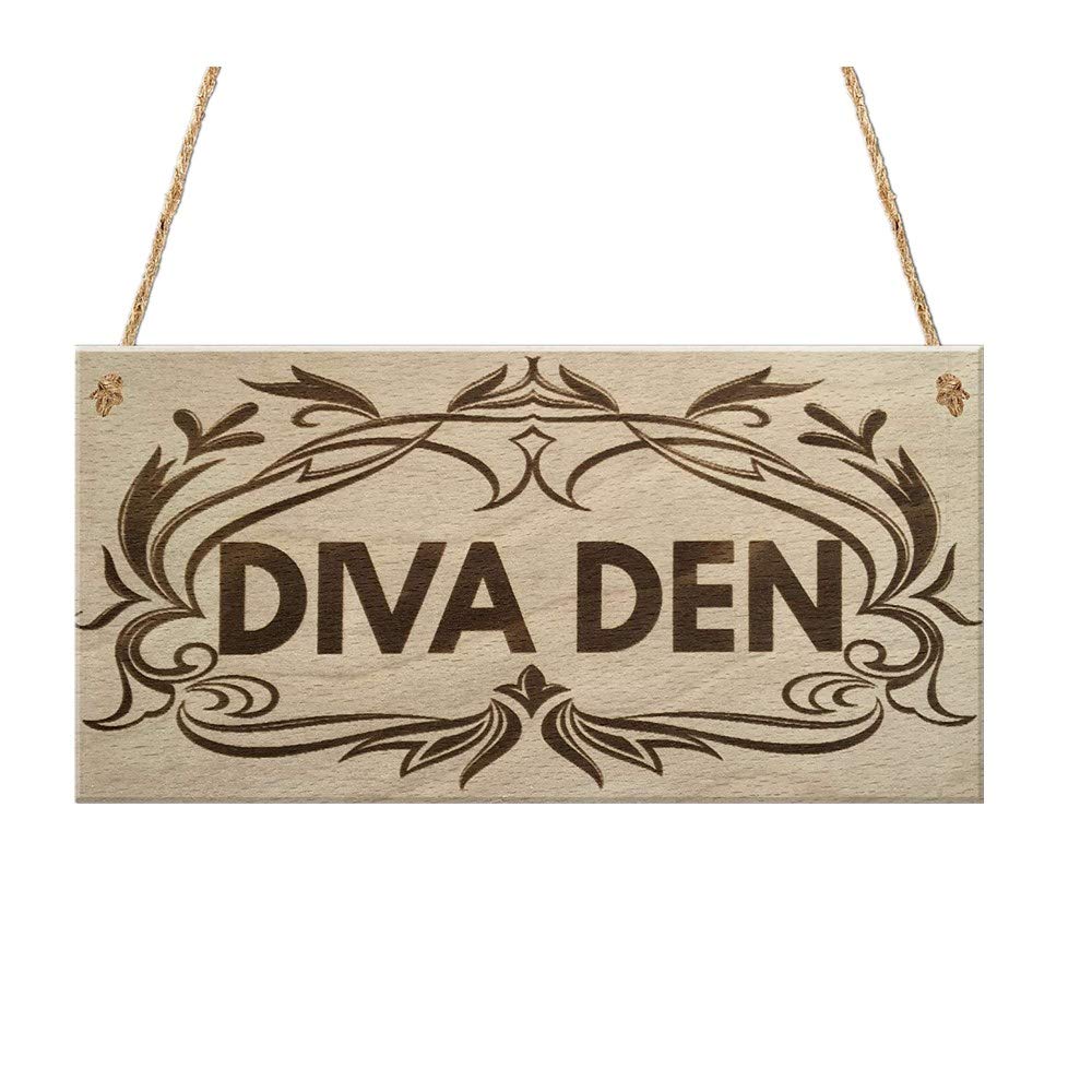 Red Ocean Diva Den Garden Woman Cave Shed Mum Sister Gift Idea Hanging Plaque Hobby Ladies Sign