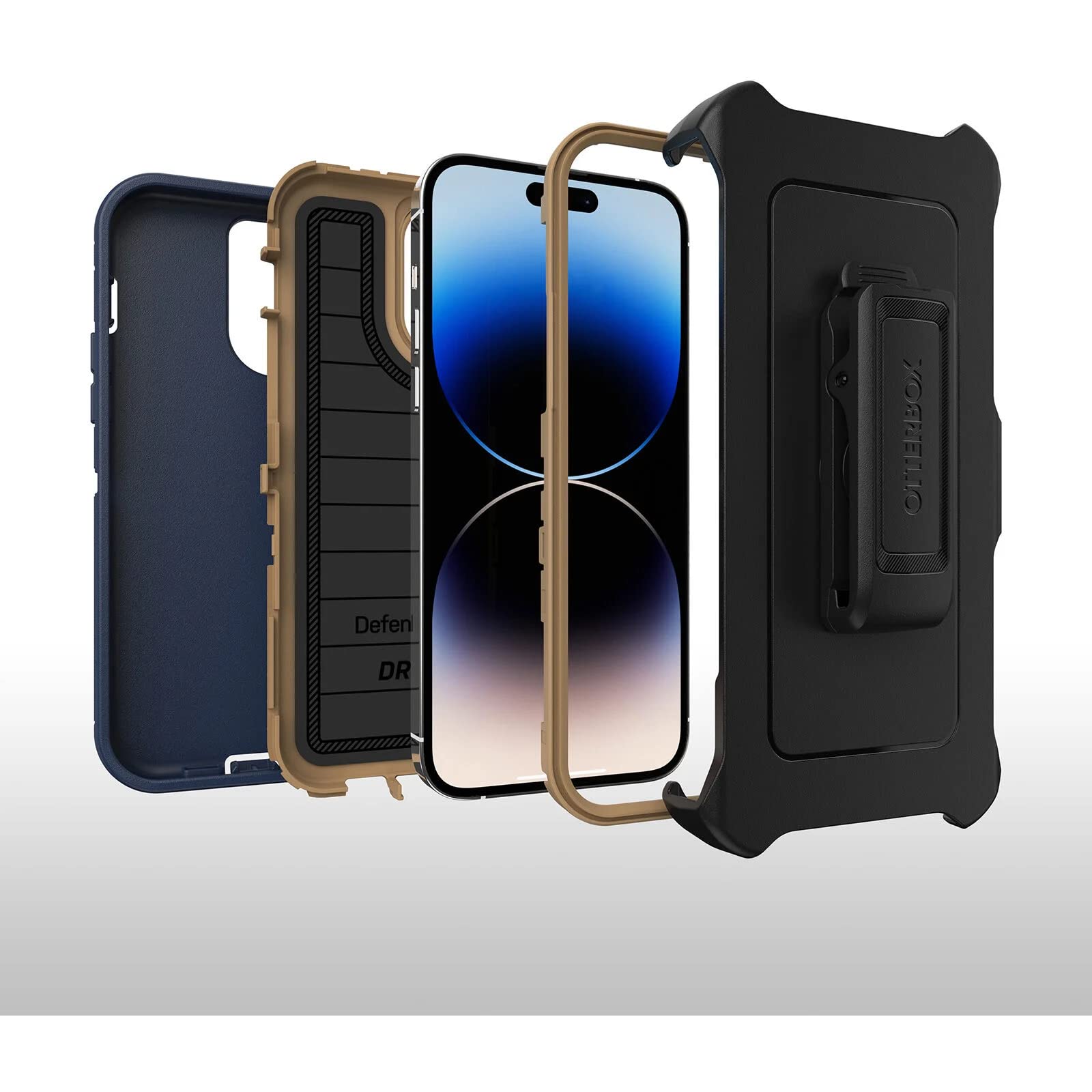 OtterBox Defender Series Screenless Edition Case for iPhone 14 Pro Max (Only) - Holster Clip Included - Microbial Defense Protection - Non-Retail Packaging - Blue Suede Shoes