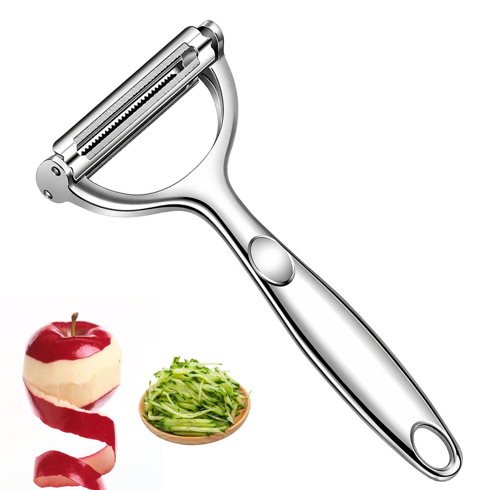 Msjuwek 3-in-1 Vegetable Peeler, Stainless Steel Y-Shaped Potato Peeler and Shredder, Multi-Functional Kitchen Tool for Peeling, Shredding and Julienne Cabbage