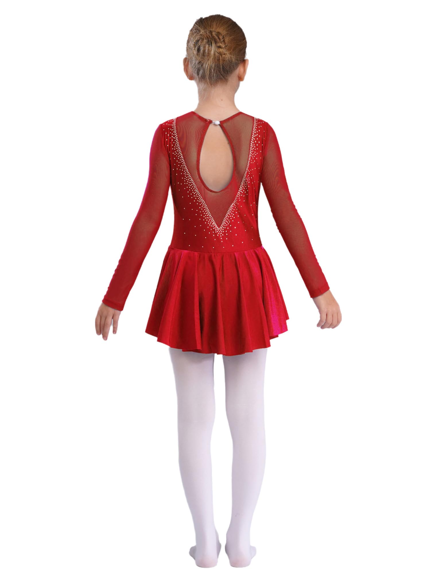 Freebily Vestido de Danza Patinaje sobre Hielo para Niña Leotardo de Manga Larga Maillot de Gimnasia Rítmica Competición Vestido de Bailarina Ballet — view 4
