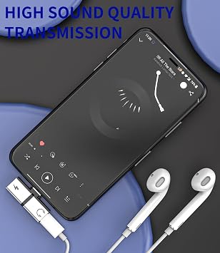 Lightning Headphone Splitter for Apple iPhone Aux Adapter 2in1(2Pack) Dual Lightning Ports 14 13 12 Pro Max Audio Charger Jack Earphone Charging Cable Adaptor for iPad Mini Connector Charge Converter
