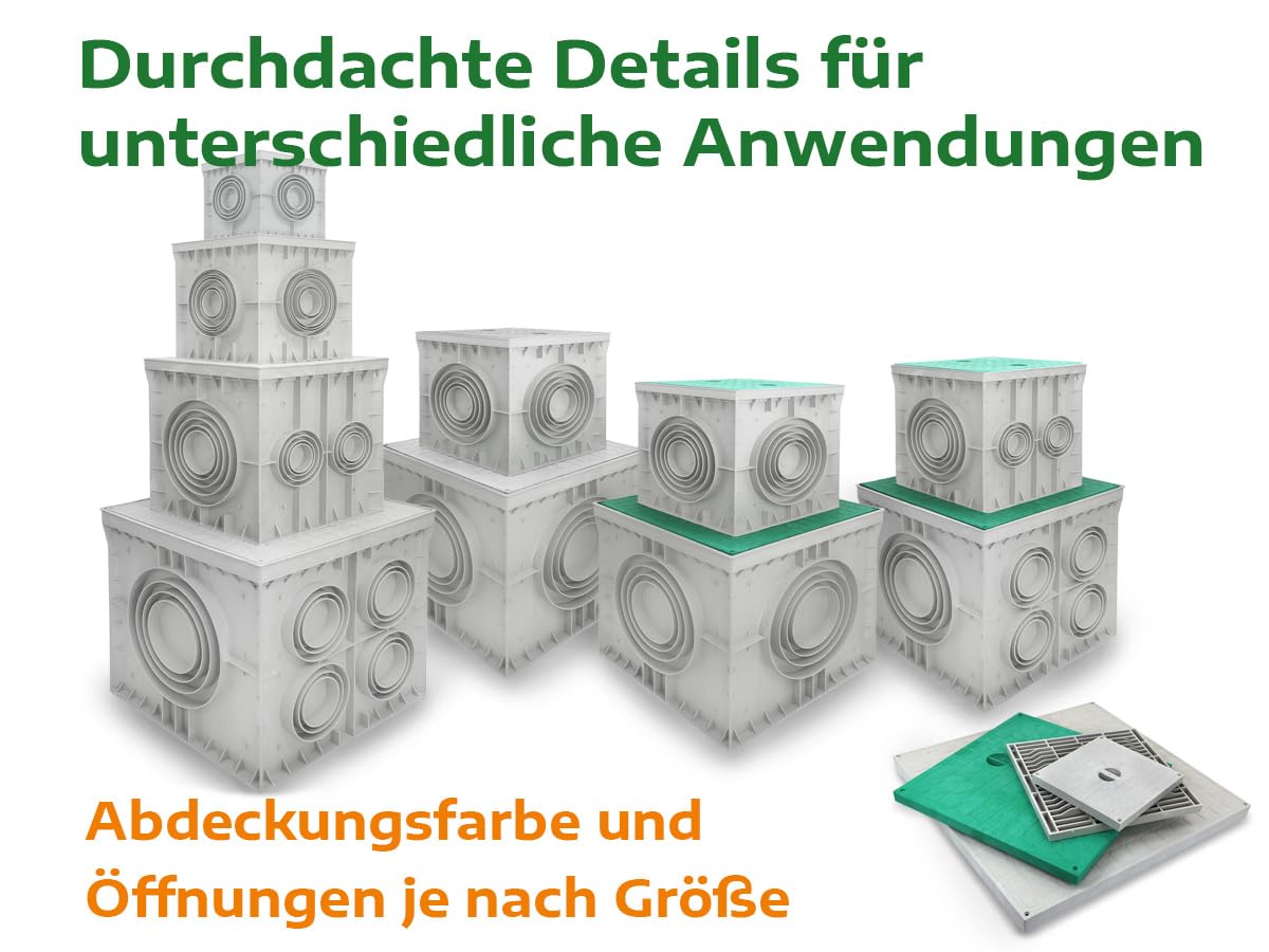 Revisionsschacht Kontrollschacht IP54 IK10 300x300x300mm mit Deckel Einlaufschacht Kanalschacht Hofablauf