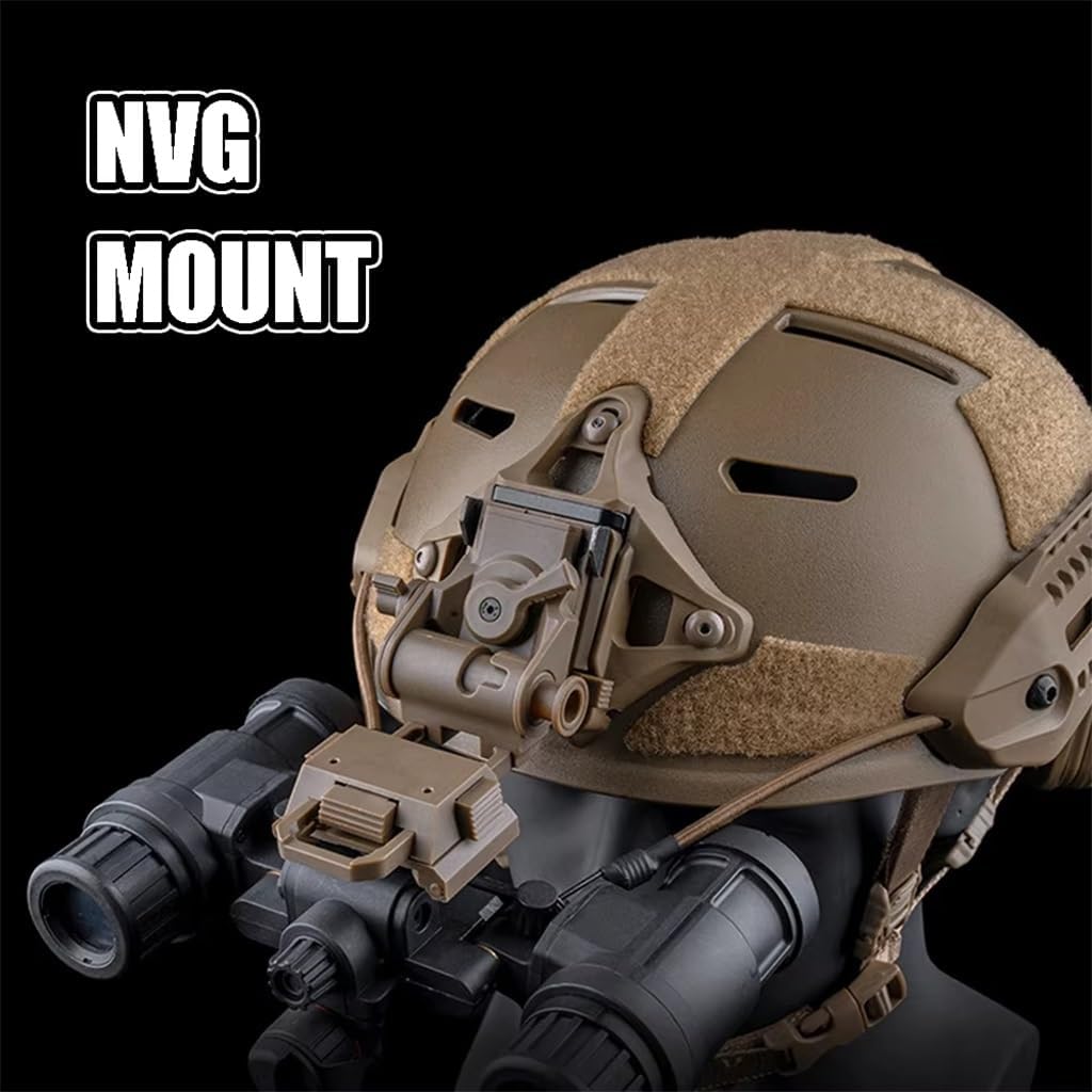 Tactical MK Helmet Set with Airsoft Headset, Half Breath Dust Mask, AN/PVS31 Dummy NVG, Signal Light & Helmet Camera Model – Cosplay Gear