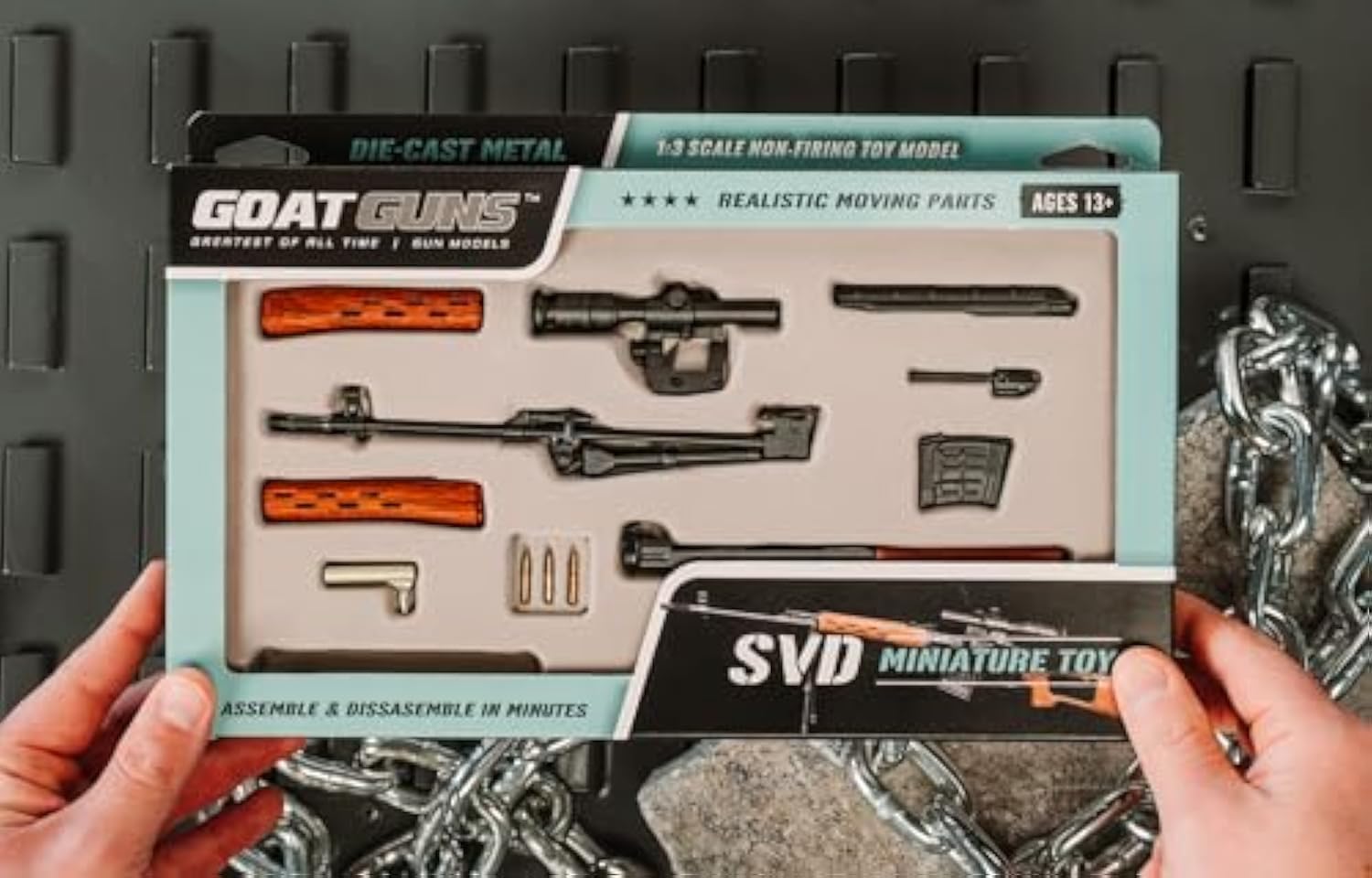 GOAT GUNS Miniature SVD Dragunov Model | 1:3 Scale Die Cast Metal Build Kit