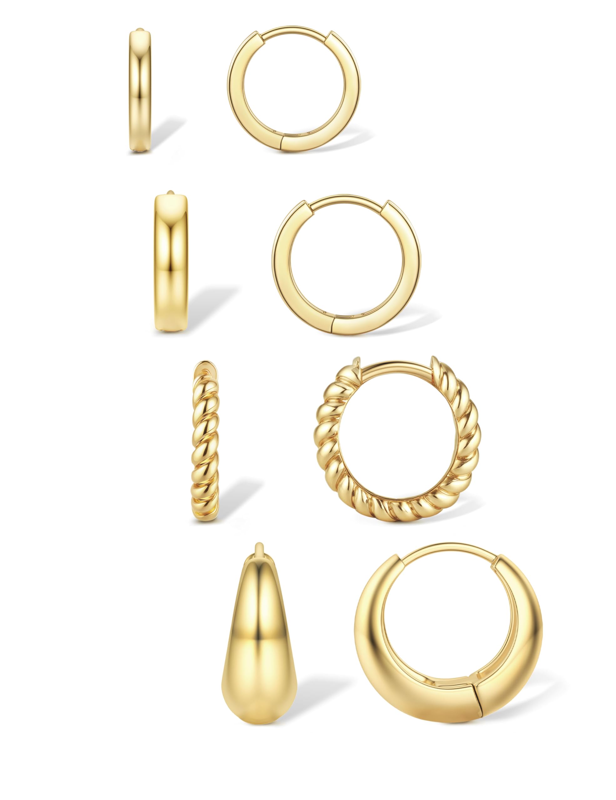 Jstyle Small Gold Hoop Earrings for Women Trendy 14K Gold Plated Huggie Earring Stacks Silver Hypoallergenic Huggie Earrings