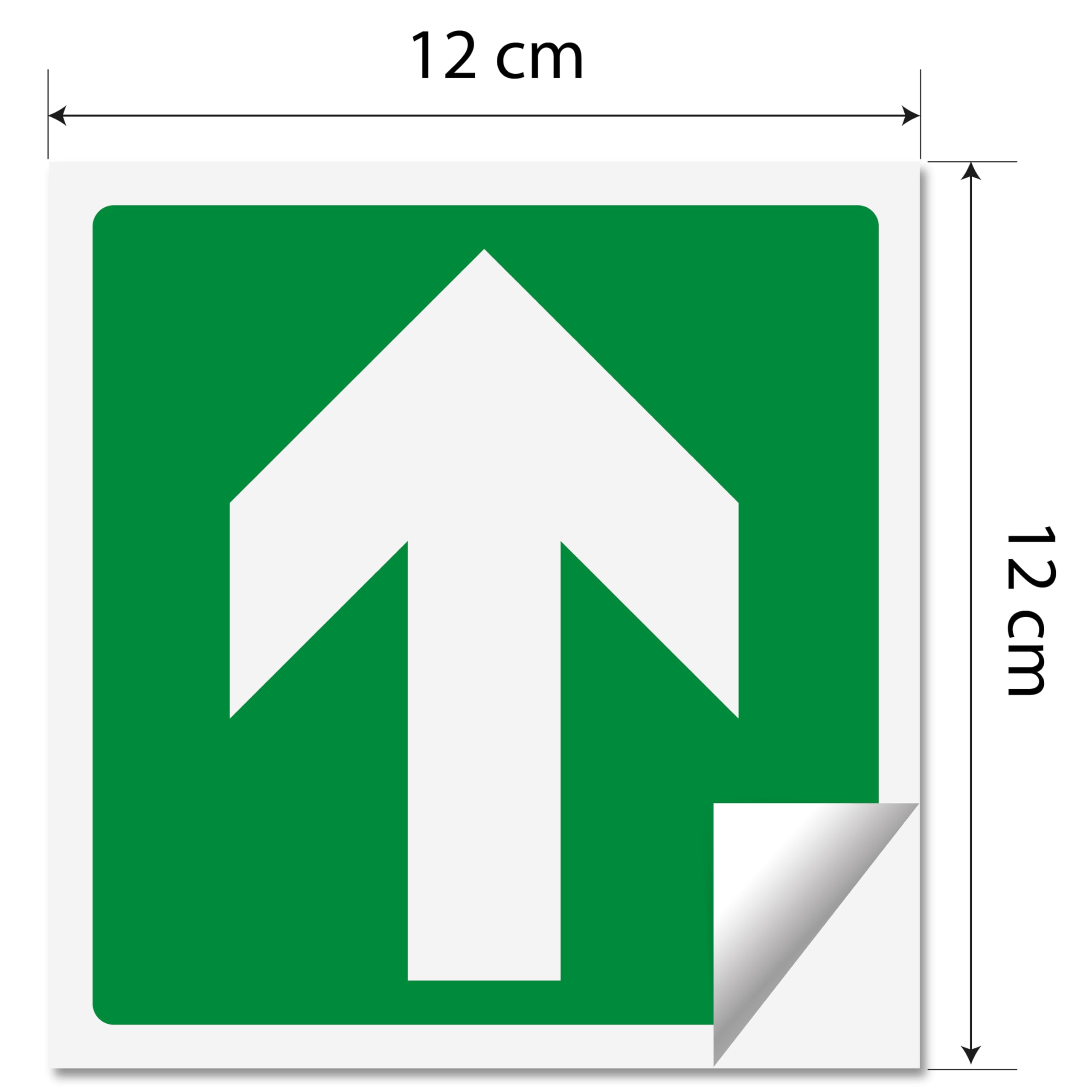 12 Adesivi Frecce Uscita Emergenza formato cm 12x12 | Segnaletica Uscita di Sicurezza | 12 pz