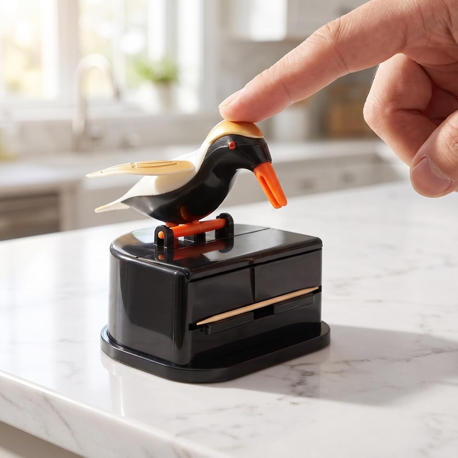 2pcs Bird Shaped Toothpick Holder Dispenser, Press Type Plastic Toothpick Box for Clean and Efficient Dispensing, Portable Kitchen Gadget for Kitchen Countertops and Vanity image 5