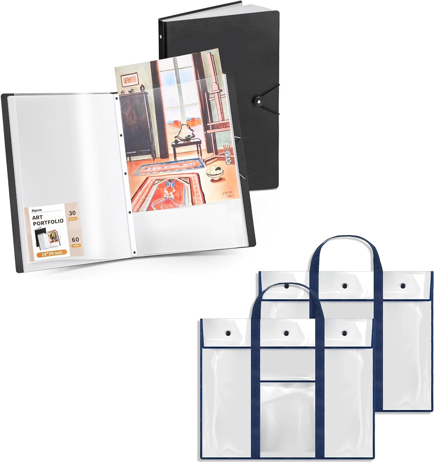 JoyCat Art Portfolio Binder 18x24 inches & Large Poster Storage Bag Bulletin Board Holder