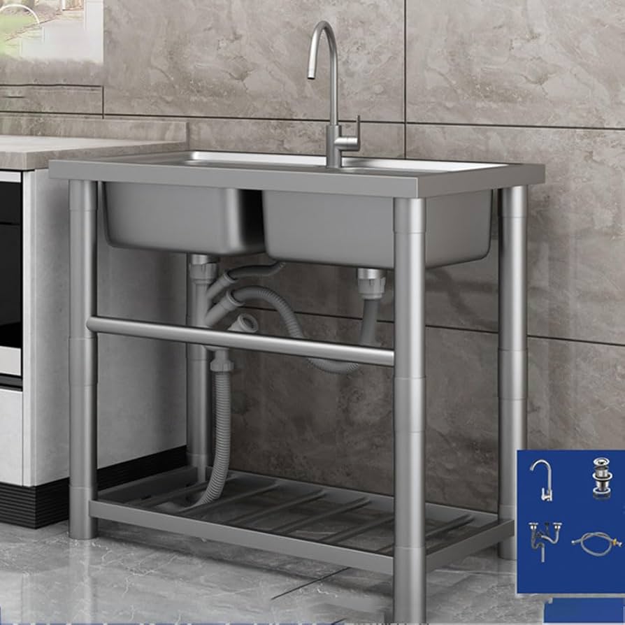 業務用 一槽シンク 二口蛇口付き 流し台 厨房機材 洗浄済み キッチン 一層 業務用 一槽シンク 二口蛇口付き 流し台 厨房機材 洗浄済み