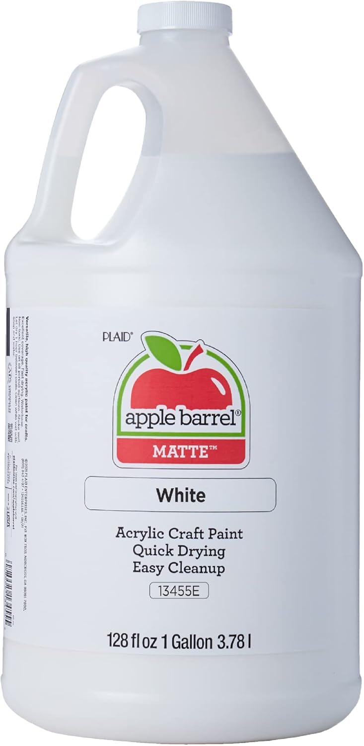 Apple Barrel, Matte Acrylic Paint, One Gallon (128 fl oz), White, (Pack of 1)