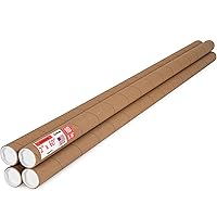 Vista 36 de Tubos de correo de papel kraft reforzado de 3 x 24 pulgadas, paquete de 4 tubos con 2 tapas cada uno, tubo de cartón fabricado en Estados Unidos