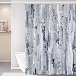 Boho Rideau de douche pour salle de bain Résumé Gris Bleu Aquarelle Rideau de Douche Set avec Crochets Art Contemporain Brosses Tissu imperméable Rideaux de douche 72x72inches