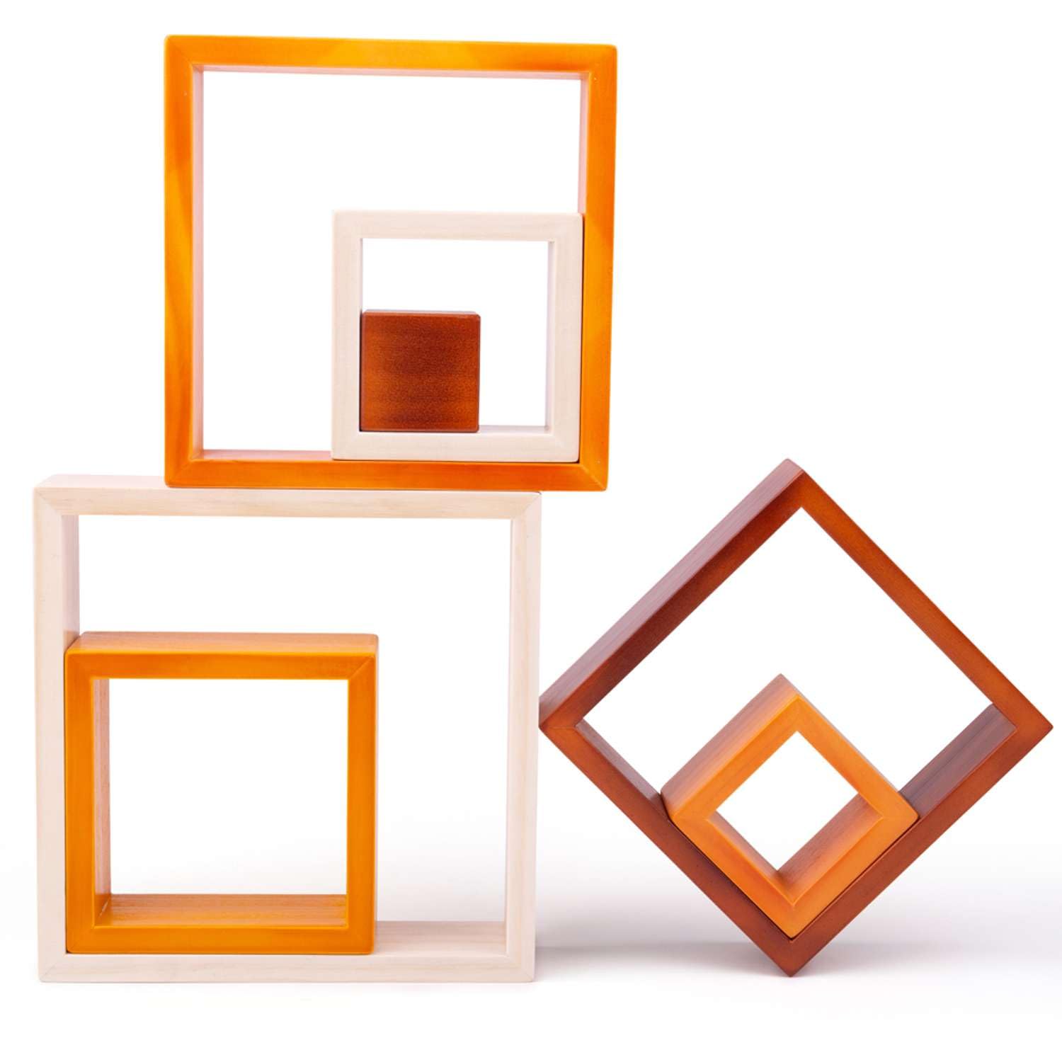 Bigjigs Toys Holz-Stapelwürfel – 7-teiliges natürliches Holz-Stapelspielzeug, quadratische Stapelwürfel, Kinderzimmerzubehör, ineinanderschiebbare und stapelbare Blöcke für Kleinkinder ab 18 Monaten.