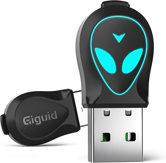Giguid Mini Mouse Mover Jiggler, 2in1 Mouse Jiggler Undetectable Auto Clicker with 7 Colors RGB Lights, USB Port, ON/Off Switch, Plug & Play