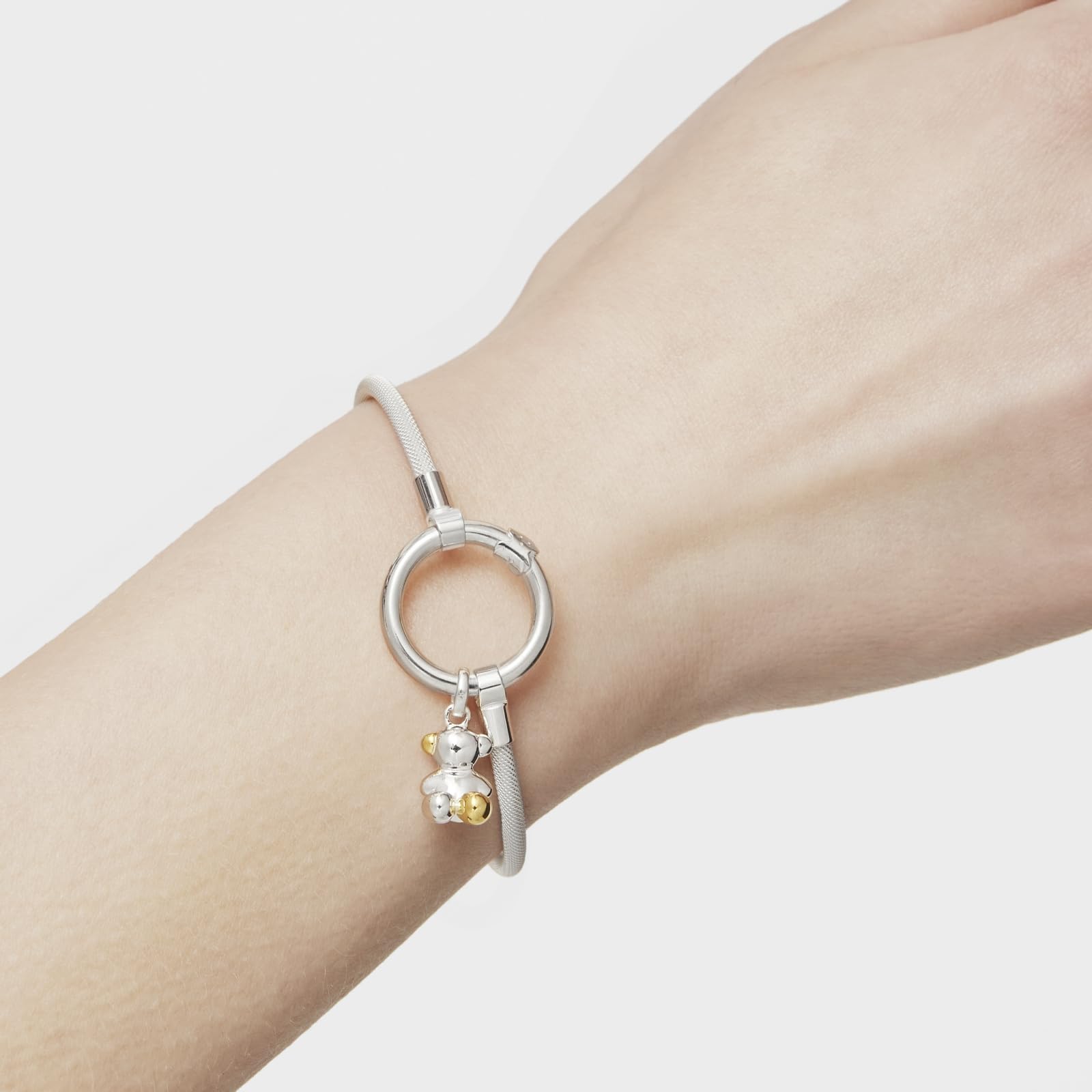 TOUS Pulsera para Mujer de Plata de Primera Ley y Acero, Colección Hold