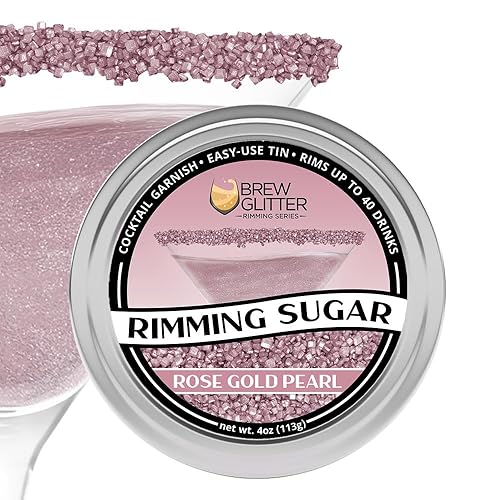 Miniatura 16 de Brew Glitter - Azúcar con ribete rosa (113g, 1x lata de barra) Adorno de cóctel para bebidas mixtas y refrescos