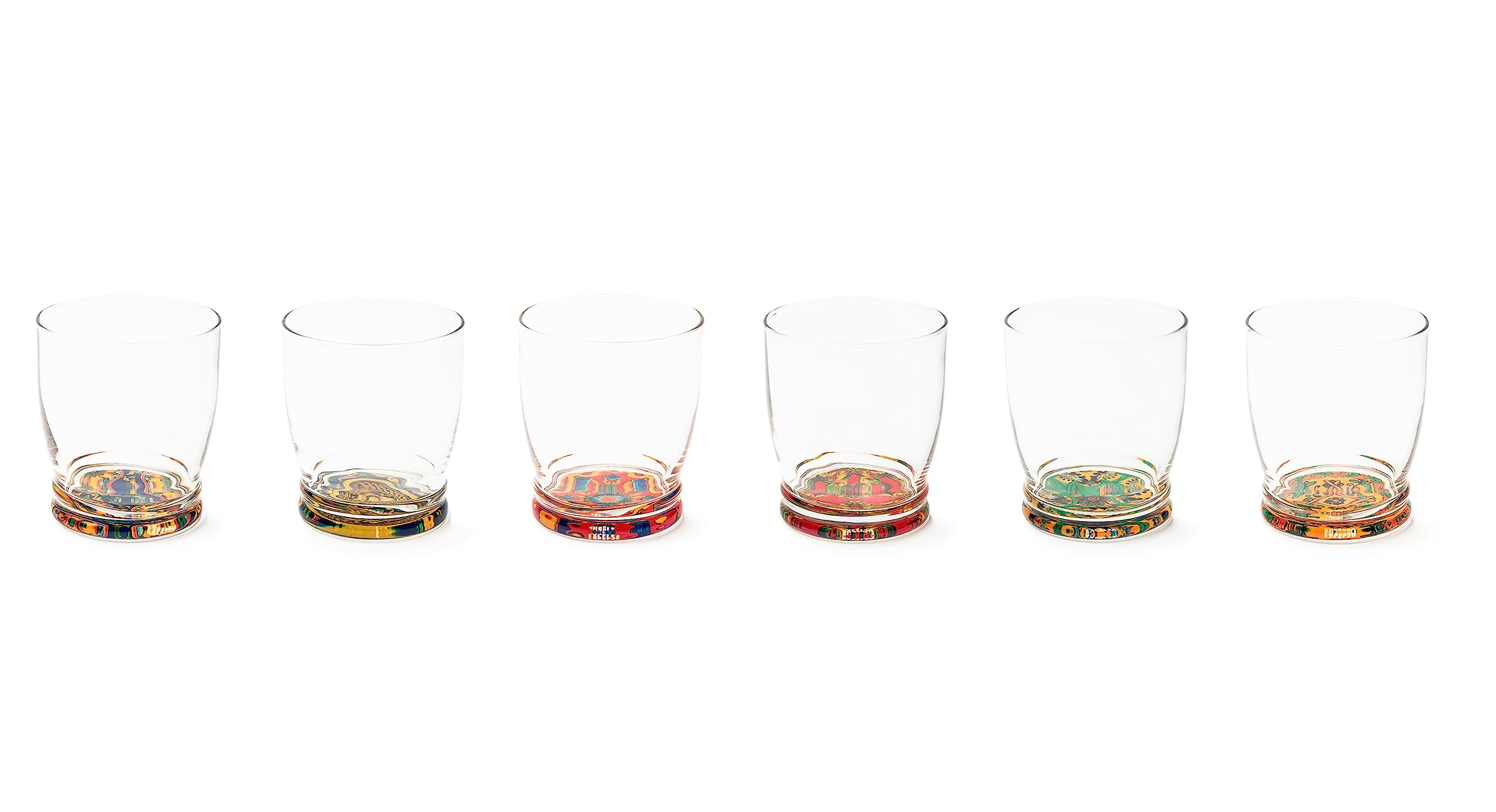 Excelsa Trinacria Set 6 Gläser mit dekoriertem Boden, Ml. 340, Durchmesser 8 cm, Glas