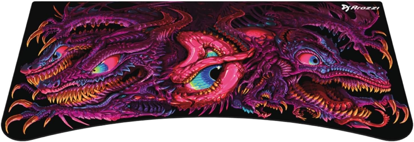 Arozzi Arena Gaming Desk Mat, Full Surface Custom DeskPad, Interchangeable, Water Resistant & Washable Computer Desk Mouse Pad with Stitched Edges (D045)
