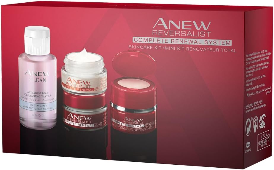 Avon Anew Reversalist (40+) Complete Renewal Skincare Kit - includes Day Cream, Night Cream, Eye Cream and 3-in-1 Cleanser Water