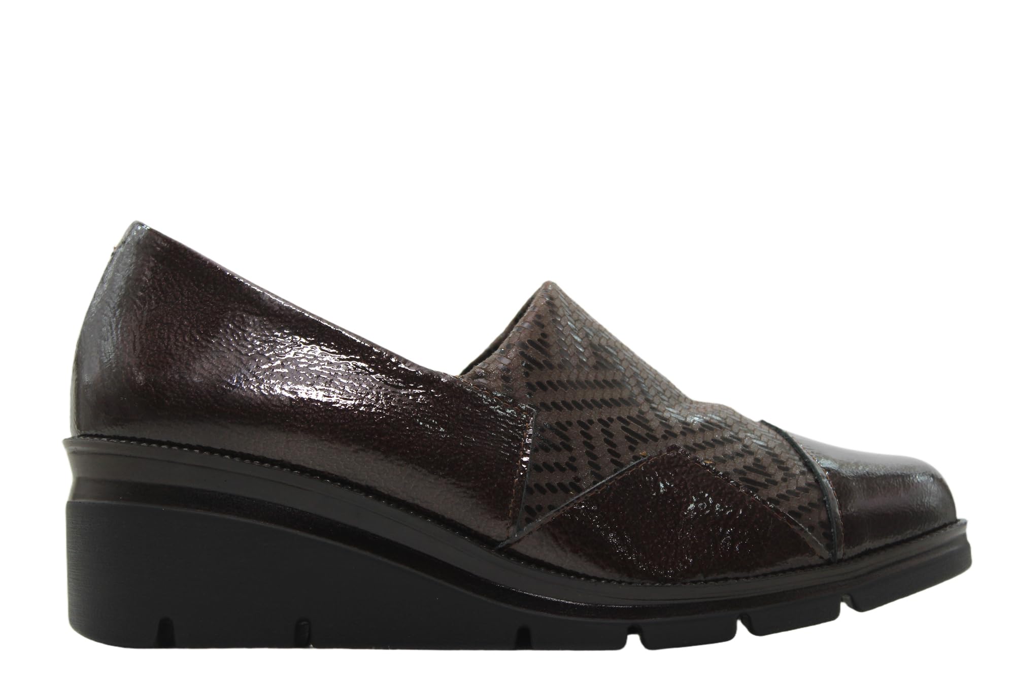 Pitillos - Mocasín con cuña de Piel Charol, Grabado, Suela Goma, para: Mujer