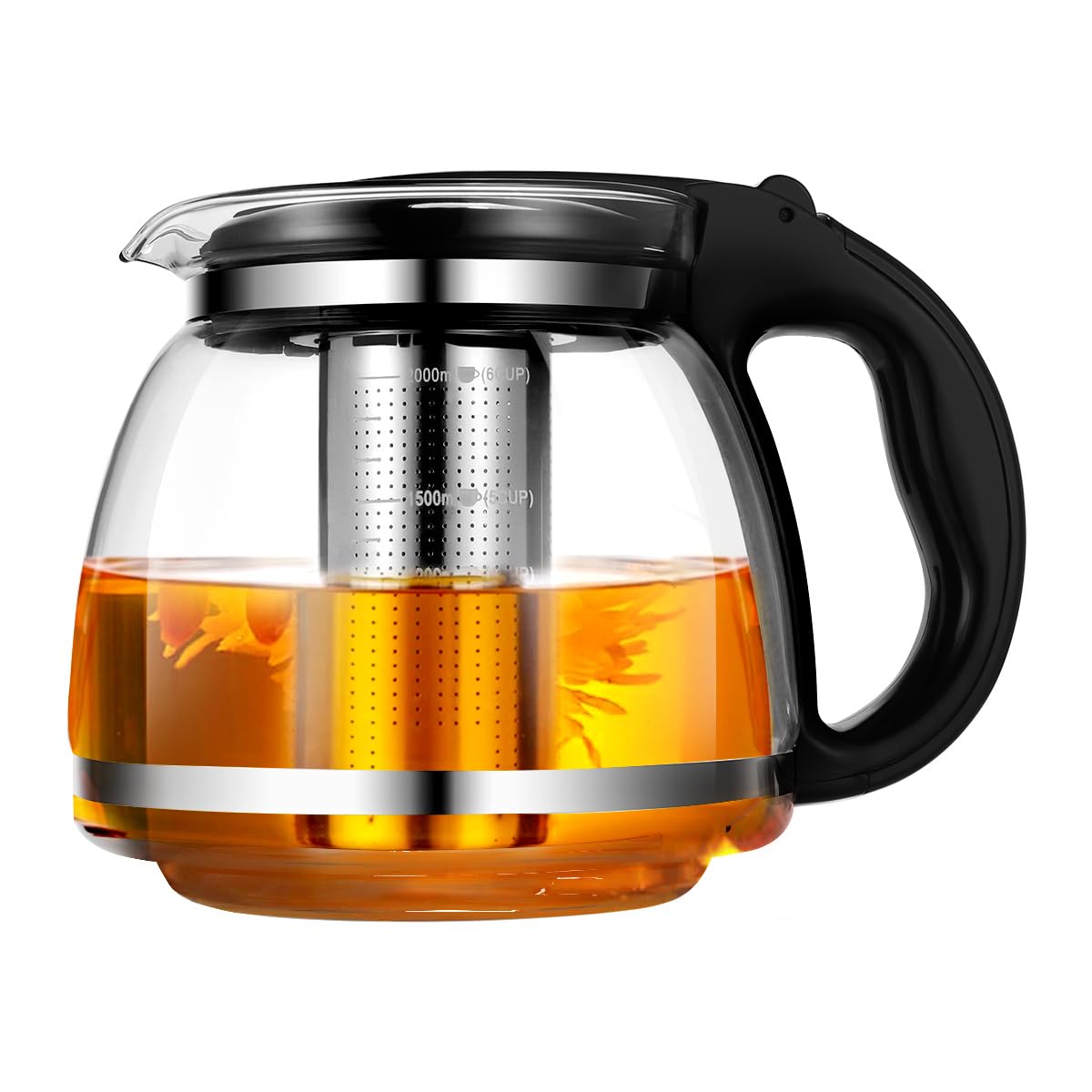 OUNONA - 2000ML Glas Teekanne mit Siebeinsatz, Borosilikat Glas Teebereiter mit Abnehmbarem Teesieb, Geeignet fr Teewarmer