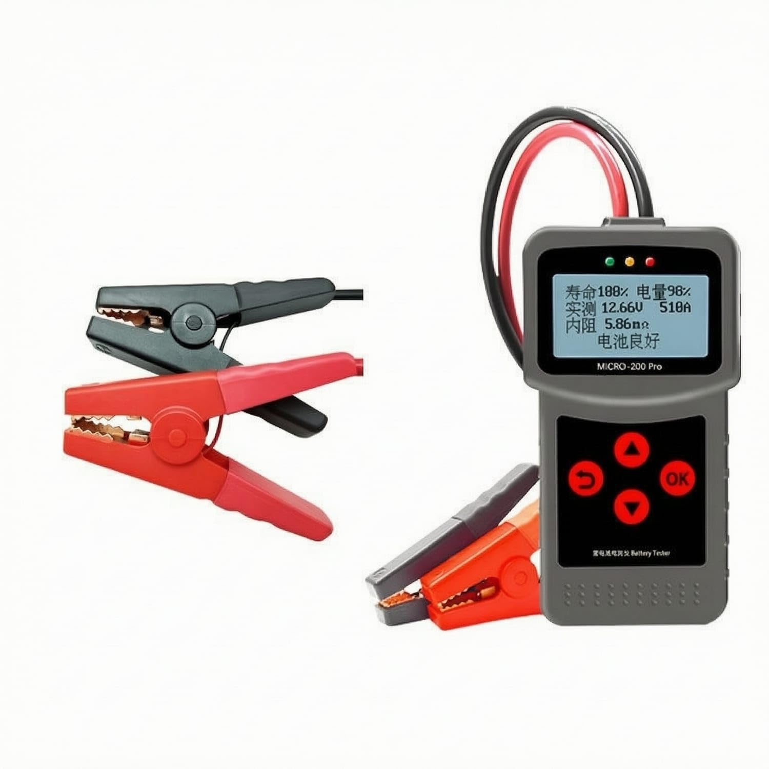 12V 24V Battery and Alternator Tester Handheld Automotive Battery Tester Color-Coded LCD Display for Mechanics, Car Owners, Garage, Roadside Troubleshooting, Micro-200pro L Clamp-image-42