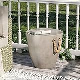 SUNBURY Outdoor Side Table Concrete Side Table, 17' H Small Outdoor Side Table End Table for Patio w Hemp Rope, Ceramic Round Coffee Table Accent Table Garden Outdoor Plant Stands