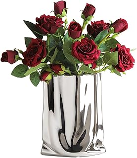 25 Round Glass Dining Table Decor Ideas That Feel Elegant and Airy 79 Silver Vase, Paper Bag Modern Minimalist Metallic Luster Ceramic Flower ...