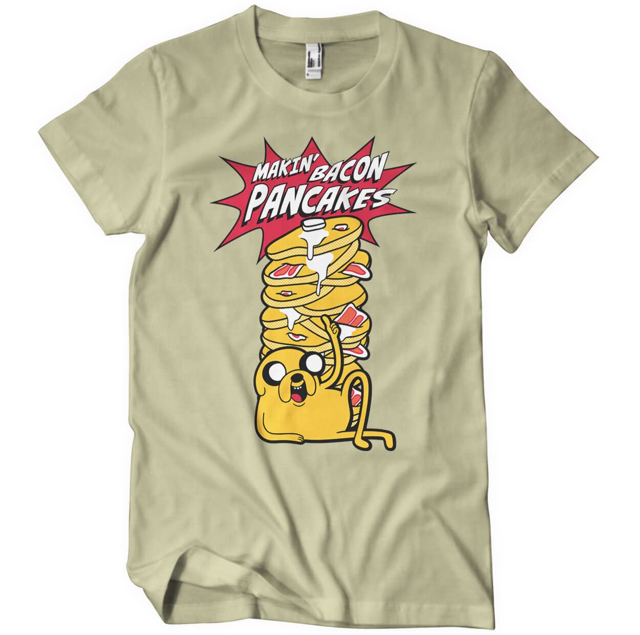 Adventure Time Men's Khaki Officially Licensed Makin' Bacon Pancakes T-Shirt (Khaki), Small