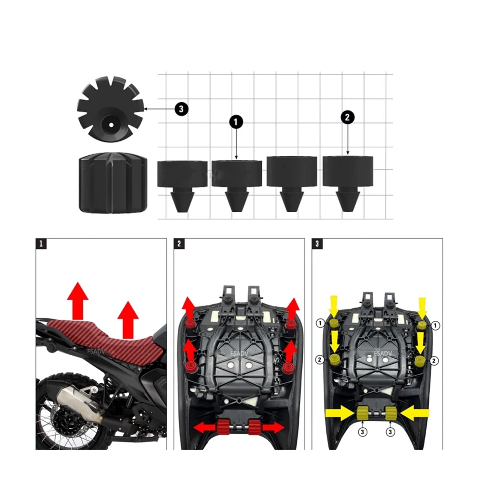 Kit Regolazione Altezza Sella Gomma 10mm per BMW R1300GS Adventure 2023-2025